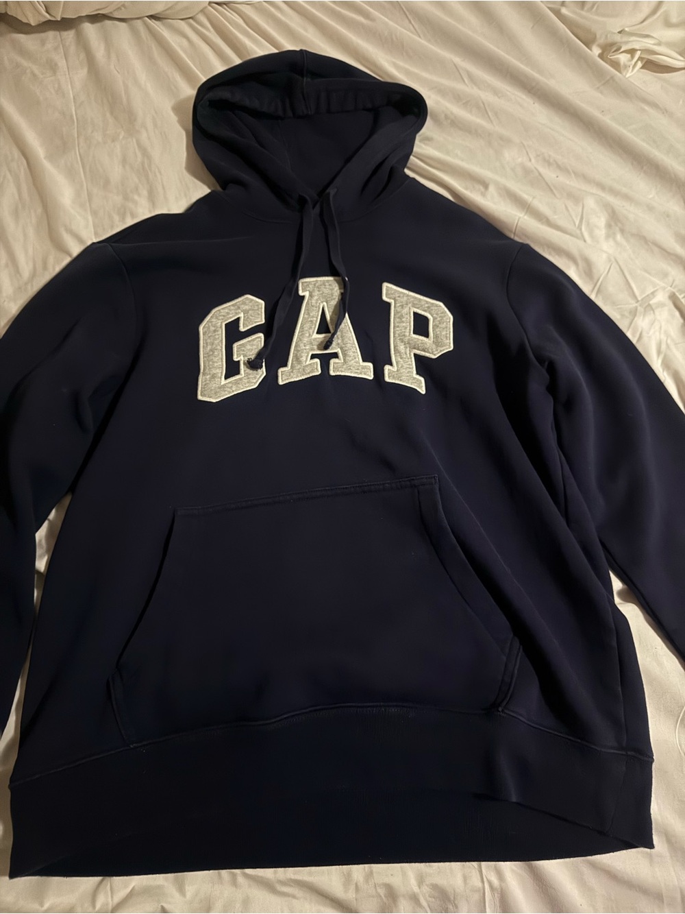 GAP Navy Hoodie with White Lettering